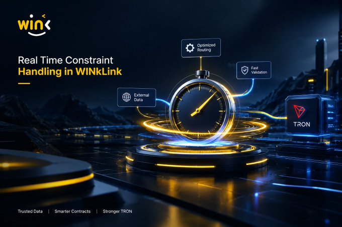 A promotional graphic for 'WINk' features 'Real Time Constraint Handling in WINkLink' with icons for 'Optimized Routing', 'Fast Validation', and 'External Data' alongside a TRON logo.