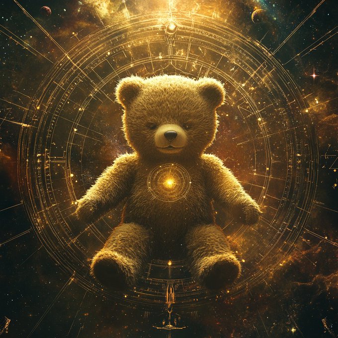 The image features a large teddy bear sitting in space, surrounded by stars and planets. The teddy bear has its arms and legs spread out as if floating or flying through the cosmos. In the background of the image, there are stars and planets that appear to be part of an artistic composition. The caption above the image reads "imagine where you will be and it will be so." This phrase is likely a reference to the idea of imagination and how it can lead to incredible possibilities in life.

The teddy bear's position within this cosmic scene suggests that it might represent a journey or an adventure, as if the bear is exploring new worlds or embarking on a thrilling quest through space. The image evokes feelings of wonder and curiosity about what lies beyond our planet Earth and the vastness of the universe itself.