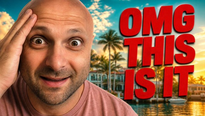 A bald man with a shocked expression holds his hand to his forehead beside bold red text reading "OMG THIS IS IT," with a tropical waterfront and palm trees in the background. The dramatic reaction image amplifies the post's message about XLS-66, a lesser-known XRP Ledger amendment that could enable yield generation on the same financial rails being developed by major institutions like Morgan Stanley and Citi.