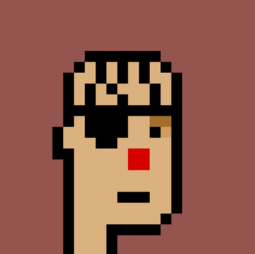 A pixelated, side-profile portrait of a CryptoPunk character with tan skin, a crown, and a red earring against a dark red background, visually representing the rare floor CryptoPunk referenced in the post's collectibles comparison.