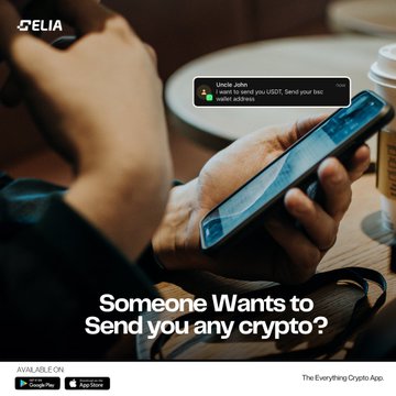 A close-up of a person holding a smartphone displaying a "USDT" notification on the screen, with the "CELIA" logo in the top left corner. The image's text overlay reads "Someone Wants to Send you any crypto?" which complements the post by illustrating the use case of receiving USDT through the Celia crypto app.