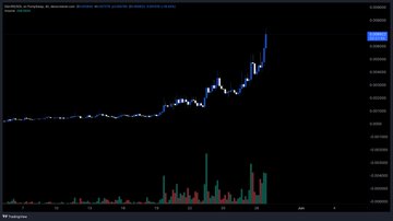 The image shows an animated chart with the price of Ether rising over time. The chart appears to be a digital representation of the cryptocurrency market, which tracks the fluctuations in the cryptocurrency's value. The chart provides insights into how tokens have been worth, and their price movements.