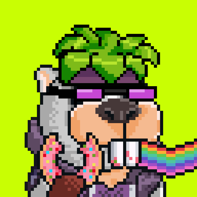 A pixel art image features a gray rat-like character with a green leaf atop its head, wearing pink sunglasses, a pink Hawaiian shirt with sprinkles, and shooting a rainbow beam from its mouth, set against a bright lime green background. The vibrant, chaotic style ties into the post's announcement of the "Robin Bandits" website launch, evoking the mischievous, high-energy spirit of the upcoming whitelist code drops.
