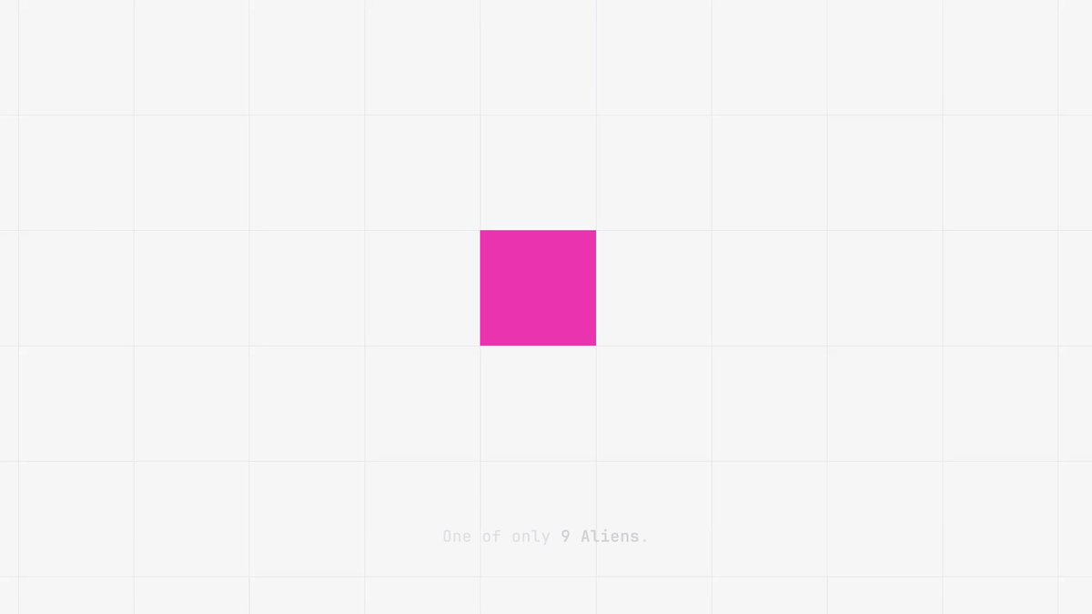 The image presents a white square, smaller than the rest of the frame, with a pink square directly beneath it. The background features a grid pattern that matches the overall color scheme. The title "Only Wale xlents" and the artist's name "0x eth.limo" are also visible on the post.