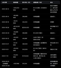 The image appears to be a financial transaction table showing fund movements with dates ranging from June to August 2020, displaying columns for public dates, organization/individual names, transaction amounts, and transaction types/methods. Visible entries include figures like "300,000," "256,666," "209,098.45," and "1,630,548" alongside references to organizations and various transaction codes.

**Connection to the post:** The table's large transfer amounts (likely in USD) and repeated entries seem to relate to the post's claim about funds originally designated for Binance's stock token ($BNC) pool being redirected, with the significant transactions potentially representing the capital movements that fueled the "bull run" and "Mars shot" (rapid price increase) mentioned in the commentary about Binance's stock token trading platform.