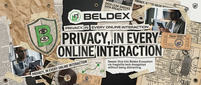 A promotional graphic for 'BELDEX' with the tagline 'PRIVACY, IN EVERY ONLINE INTERACTION' over a collage background.