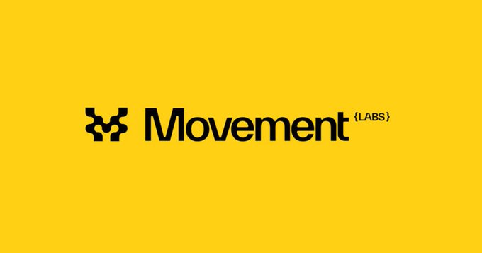 The image shows the Movement Labs logo with a yellow background, featuring the company's name and a stylized "M" icon. This relates to the post announcing Movement Labs' Chapter 11 bankruptcy filing, serving as a stark visual identifier of the company now facing serious financial difficulties after once being a notable project in the crypto space.