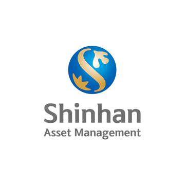 The image shows the Shinhan Asset Management logo, featuring a blue and orange circular emblem with stylized figures above the company name "Shinhan Asset Management" in dark text. This logo represents the Korean asset management firm that has signed an MOU with Plume Network to develop a KRW-denominated tokenized fund demonstration, leveraging their substantial 133.6 trillion KRW in assets under management.