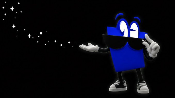 The image features a blue square character with sunglasses, standing against a black background. The character has two arms raised above its head, as if waving or making a gesture. The text "O N L Y O N B A S E" is written in white letters at the bottom of the image.
