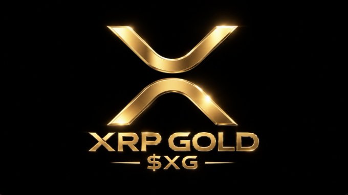 A sleek logo featuring a stylized gold "X" above the text "XRP GOLD" and the ticker "$XG" against a black background. The image visually represents the promotional claim that each $XRP will be "treated like gold," tying the golden aesthetic directly to the post's messaging about the new $XG token on pump.fun.