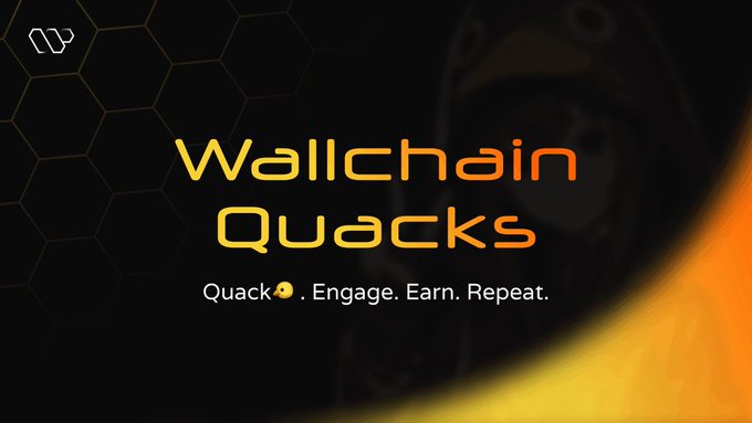The image features a banner with the text "Wallchain Quacks" written in white letters against an orange background. The banner also includes a small cartoon penguin wearing a hoodie hat and sunglasses, which adds a fun and engaging touch to the overall design.