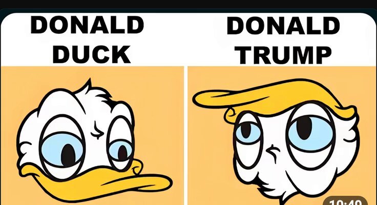 The image features two cartoon duck faces, one with a yellow hat and the other without any headwear. Below these cartoon ducks are text that reads "Don't forget to invest in @grok!". The text is written in black against an orange background, making it stand out clearly.