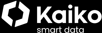 A black logo displays a geometric hexagon icon next to the white text "Kaiko" and "smart data" underneath.
