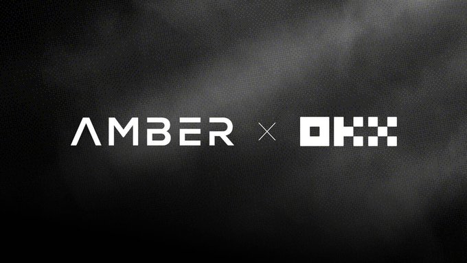 The image features a logo that says "OAK X" above the word "amber", which appears to be a partnership between two companies. The text below the logo reads, "We are thrilled to support our long-term partners at @okx and @XLayerOfficial in their latest milestone: the launch of Exchange OS!". This suggests that the image is related to an event or announcement about the development of Exchange OS, which has been a significant milestone for the companies involved.