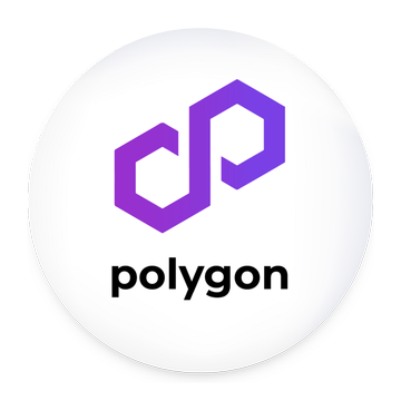 The image shows the Polygon logo—a purple hexagonal design—inside a white circle, with the text "polygon" displayed beneath it. This branding relates to the news that PayPal's PYUSD stablecoin is launching natively on the Polygon blockchain for cross-border payments.