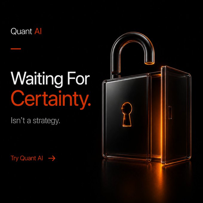 The image features a black and orange lock with an orange keyhole, which appears to be open. There are two words written above the lock that say "waiting for certainty" and "isn't a strategy", indicating that someone might be waiting for the right moment or making decisions based on uncertainty. The text also mentions that it's not a strategy, implying that the person may not have a clear plan in place.