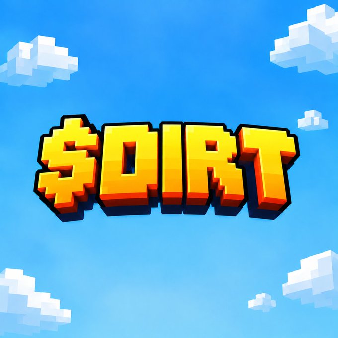 A pixelated 3D rendering of the word 'SOIRT' displayed prominently against a blue sky with white pixelated clouds.