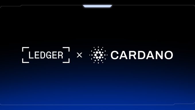 The image features a logo that says "Ledger" followed by "Cardano", which indicates that the company has been working with Cardano, possibly for their app maintenance or integration services. The text also mentions the budget process for the @IntersectMBO Cardano project and highlights some of the key aspects they have covered in terms of app support and standardization.