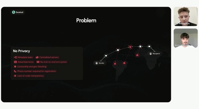 The image shows a computer screen with a map of the world displayed, along with a message that reads "PROBLEM" at the top. The background of the image is black, making the white text stand out prominently. There are two people in the image - one person on the left side and another person on the right side. They appear to be engaged in a video call or a live chat session with each other.