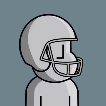A cartoon character wearing a white American football helmet is shown against a gray-blue background. The generic avatar likely represents a new or generic "Playable Character" (NPC) being collected on NPConchain, fitting the context of the post inviting users to join the project using the listed invite codes.
