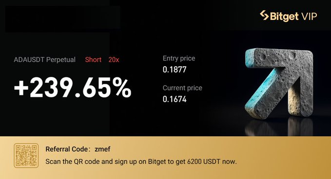 The image shows a webpage featuring an advertisement for cryptocurrency called Bitget vip, which appears to be related to trading. The advertisement features a unique logo of a blue arrow pointing up, symbolizing upward growth or progress. In front of this logo is text that reads "signup with our partner @Bitget" and "get automated Quant Execution like this: marketprophit.com Lookup any @ handle or crypto ticker and click the BLUE COPY TRADE button 1". The image also includes a QR code, possibly for users to scan and enter into the webpage's contact form to get more information about the Bitcoin trading platform offered by @Bitget.