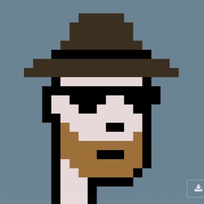The image features a person wearing a brown hat, sunglasses, and a beard, depicted as a digital art piece called an avatar. The avatar appears to be a cartoon-like character with an old hipster style. The caption of the image states that someone named @cryptopunks is selling NFTs for half a millily in 2021, although they may not have actually done so at the time the image was taken. The person selling these NFTs might find some buyers interested in it.
