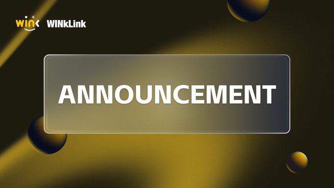 A dark graphic banner with the "Wink WINKLink" logo in the top left and the word "ANNOUNCEMENT" displayed prominently in white text within a translucent box.