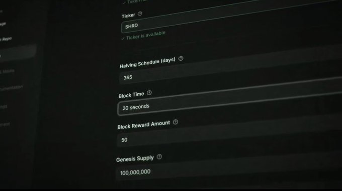 The image shows a computer screen displaying a list of details about a cryptocurrency called Genesis Supply, which includes information such as its ticker symbol, total supply, block time, block reward amount, and the number of days until the blockchain halts. The text on the screen reads "happy wednesday fam started exploring @CNPYNetwork they're building a fast tool to create a blockchain", indicating that the image is taken from someone who has been actively engaged in researching or developing this cryptocurrency.