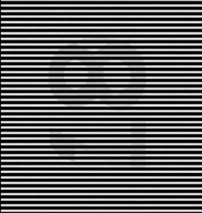 An abstract image consisting of horizontal black and gray lines over a dark, textured background.