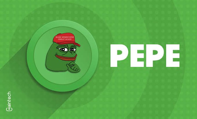 The image features the iconic Pepe the Frog cartoon character wearing a red "Make Memecoins Great Again" hat, displayed alongside the bold white text "PEPE" on a green dotted background. This visually reinforces the post's claim about $PEPE being a foundational meme coin rooted in long-standing internet culture.

The image also includes a "Cointech" watermark in the bottom left corner.