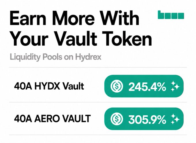 The image features a white poster with black text providing information about earning more money through a virtual currency called Hyrex, which has pools of Liquidity Pools that can be utilized. The main focus of the advertisement is the comparison between the 40%A Aero Vault and the Aero Vault, highlighting their respective advantages for users looking to invest in the cryptocurrency.