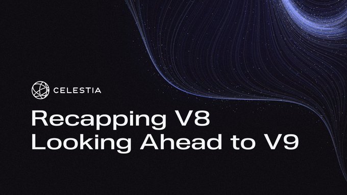 The image shows a black background with white text that reads "Recappering V8 Looking Ahead to V9". The text is centered, making it easy to read. The image also features a blue wave-like pattern or design on the right side of the frame.