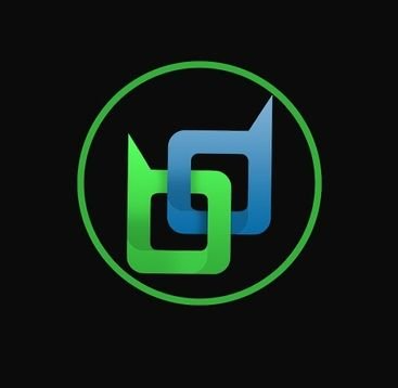 A circular green and blue logo featuring an intertwined 'd' or knot design on a black background.