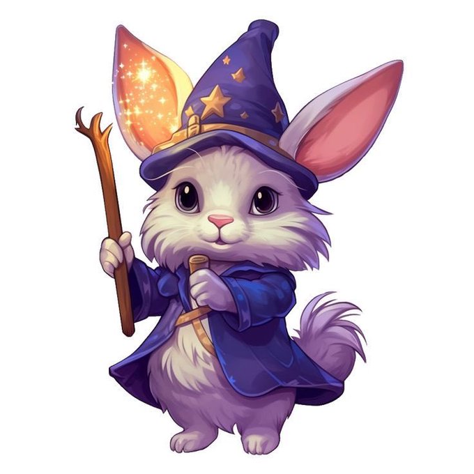 The image features a cartoon rabbit dressed as a wizard, holding a wand with stars on top of it. The rabbit appears to be wearing a blue robe and hat, giving off a magical vibe. The background of the image is white, which contrasts nicely with the colorful attire of the rabbit. The post mentions that $MIM keeps catching one's eye due to its content, suggesting that this image might have been shared or posted on social media platforms for its unique and whimsical design.