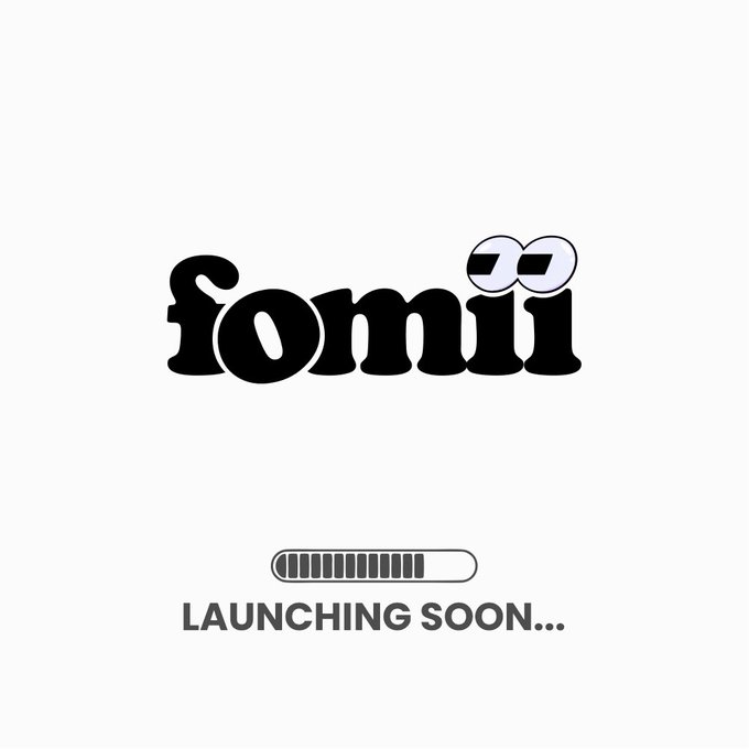 A logo for 'tomii' featuring sunglasses above the letter 'i' is displayed above a loading bar with the text 'LAUNCHING SOON...'.