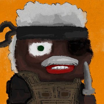 The image features a cartoon character wearing a brown outfit that includes a tank top and a hat. The character has a mustache and is holding a sword, giving off an impression of strength or readiness for battle. The background color is orange, which contrasts with the black band on the character's head. There are no texts present in the image, but there is a caption below it that reads "PEPOS Collection is now live on @xrpcafe Starting with 4 unique characters, with more on the way Price: 7 XRP each Link below."