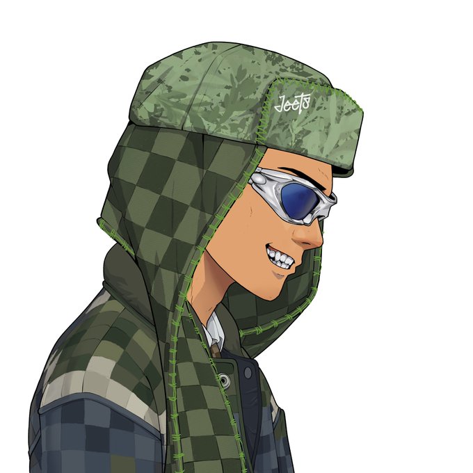 A digital illustration of a smiling character wearing a green plaid trapper hat labeled "Joob," futuristic reflective sunglasses, and a checkered flannel shirt—its stylized, crypto-native aesthetic aligns with the post's commentary on NFT community-building and value-driven ownership.
