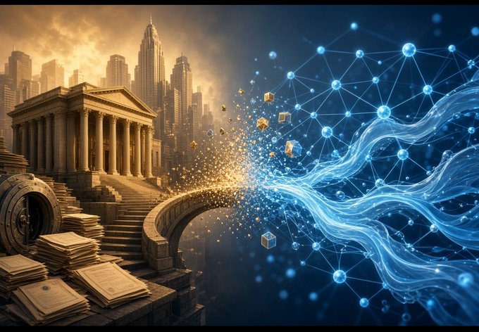 A digital artwork depicting the contrast between classical knowledge and modern technology, showing ancient Greek-style architecture and books transitioning into a glowing blue digital network.