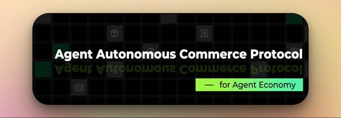 A sleek dark graphic displays the bold white text "Agent Autonomous Commerce Protocol" with a green-highlighted subtitle "— for Agent Economy," set against a grid background with small icons. The image directly visualizes the concept described in the post about TermiX's role in building infrastructure for the agentic economy, where AI agents can operate independently.
