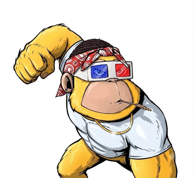 The image features a cartoon monkey wearing glasses, a bandana, and a t-shirt with the word "Night" written on it. The monkey appears to be in motion, possibly dancing or playing a game, as indicated by its raised fist. The background of the image is white, which contrasts with the vibrant colors of the monkey's outfit and accessories. The post that accompanies this image reads: 
"Night night Doing my last check in Still exploring the futures of @useTria @quipnetwork @TheARCTERMINAL @NomismaNetwork".