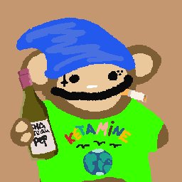 A cartoon illustration of a brown bear character wearing a blue cap and a green t-shirt that says "VBAMINE" with an Earth design, holding a bottle.