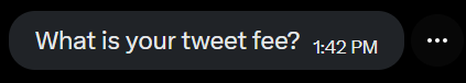 A direct message bubble asking 'What is your tweet fee?' at 1:42 PM.