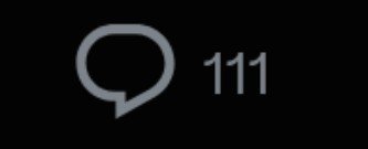 Black icon of a speech bubble next to the number '111' in gray text on a dark background.