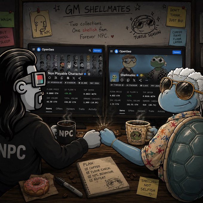 The image features two cartoon characters, a turtle and a human, sitting at a table with coffee cups in front of them. The turtle character has a shell hat on its head and is holding a cup of coffee while the human character, wearing sunglasses, also has a cup of coffee. They are surrounded by various notes and papers scattered around the table, suggesting that they might be working or discussing something related to their interests.

The post in question talks about the importance of community engagement on social media platforms like Twitter and Facebook. It mentions that the turtle character is an active participant in these communities, sharing content with others and engaging in discussions. The human character also seems to be involved in such activities, as they are seen interacting with other users online.

The image serves as a visual representation of how people can connect and engage with their interests on social media platforms by sharing ideas, experiences, and resources with like-minded individuals from around the world.