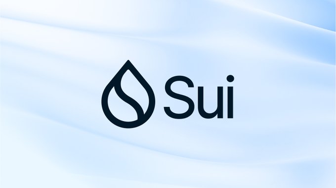 The Sui blockchain logo (a stylized water drop) displayed against a light blue gradient background with the text 'Sui' next to it.