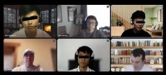 The image shows a video conference call with six participants, likely featuring financial experts or analysts discussing market conditions, which aligns with the post's cautionary message about not rushing into bullish crypto positions and seeking informed advice before making buy or sell decisions.