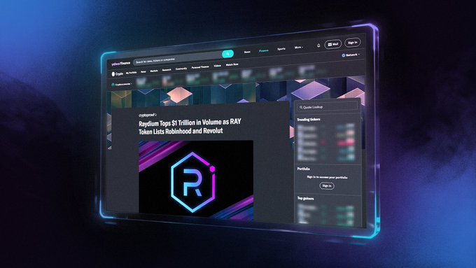 "Raydium made headlines. With $1T in cumulative volume and RAY live on Robinhood and Revolut, onchain markets are becoming impossible to ignore..."