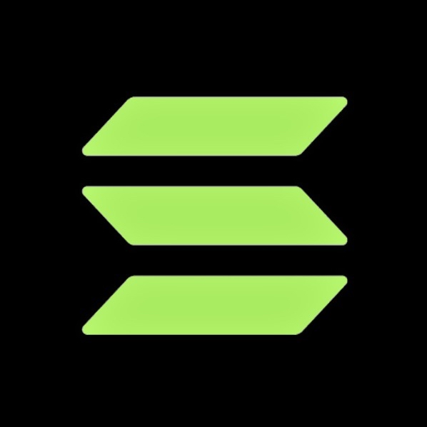 A green stacked-layers logo on a black background, paired with a caution to stop using ETH—suggesting a switch away from Ethereum to a competing platform symbolized by the layered icon.