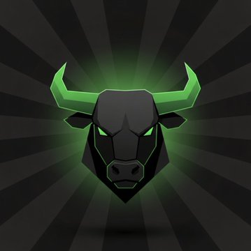A stylized black bull's head with glowing green horns and eyes against a dark sunburst background, symbolizing bullish market sentiment or a "bullish" branding associated with the $ANSEM airdrop controversy.