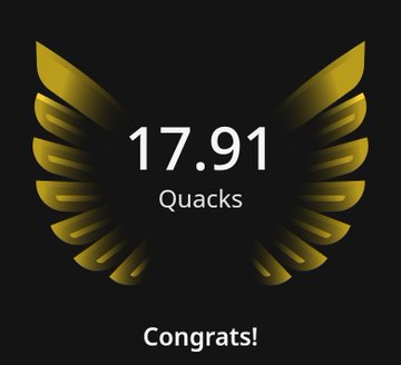 The image features an award for Quacks, which is a gold-colored trophy with wings on either side. The text "concludes!" indicates that the award has been completed or finished. The post also mentions that there are 900 Quacks and 143 Quacks sitting around the weekly leaderboard, suggesting that the award recipient's progress in Quacks has gained momentum over time. This achievement is a testament to the creator's dedication and hard work in the Quacks community.